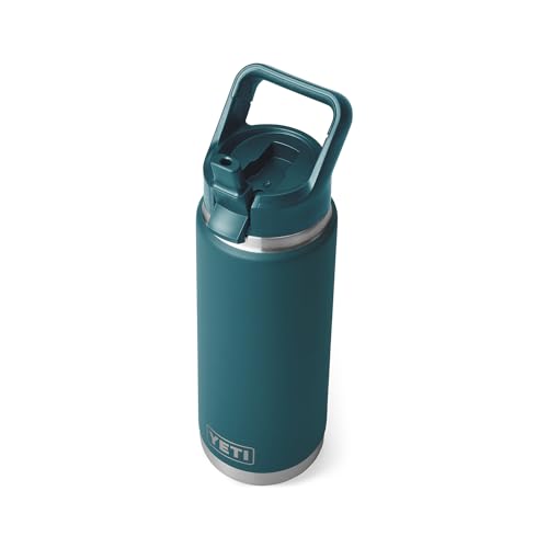 YETI Rambler 26 oz Bottle, Vacuum Insulated, Stainless Steel with Color Matching Straw Cap, Tropical Pink