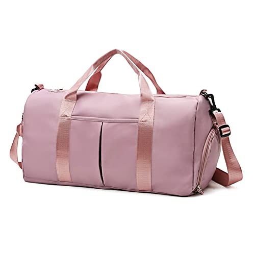 ZGWJ Sports Gym Bag with Wet Pocket & Shoes Compartment, Waterproof Shoulder Weekender Bag for Women and Men Swim Sports Travel Gym Bag Lightweight and easy Carry on Pink