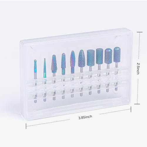 MelodySusie Nail Drill Bits Set, 10pcs Tungsten Carbide Nail Bits for Nail Drill E-file, 3/32 inch Bits Manicure Pedicure Remover Tools for Acrylic Gel Nails, Salon Home Nail Care Supplies, Colorful
