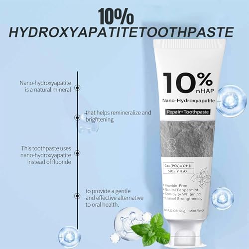 Nano-Hydroxyapatite Toothpaste, New Upgraded Formula, Strengthens Enamel,Fluoride-Free Toothpaste ,Gentle on Sensitive Teeth 4.23oz 2pc