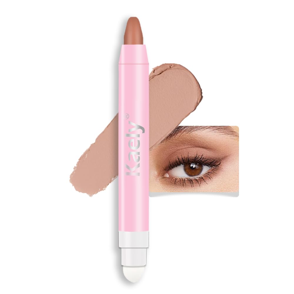 Kaely 2in1 Cream Eye Shadow Brightener Sticks for Eyes, Pencil Eyeshadow Applicator Stick Waterproof Pigmented, Eye Shadow Palette Highlighter Makeup, sombras para ojos, 30 Caramel Matte