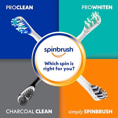 Spinbrush Pro Whiten Battery-Powered Electric Toothbrush Value Pack, Medium Bristles, Batteries Included, 1 Brush & 1 Replacement Head