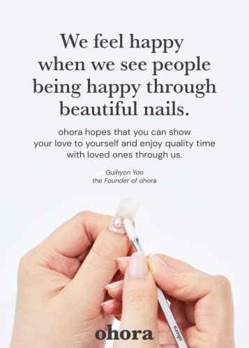 ohora Semi Cured Gel Nail Strips (N Delicate) - White, Patterned, Works with Any UV/LED Lamps, Salon-Quality, Long Lasting, Easy to Apply & Remove - Includes 2 Prep Pads, Nail File & Wooden Stick