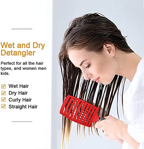 Ultra Detangling Brush, Magical Brush Detangler, For Wet Or Dry Detangling HairBrush For Men, Women And Kids, Fast Drying Styling Massage Hairbrush (Pink+Purple)