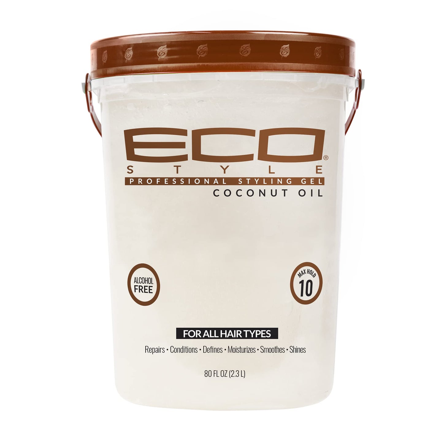 Eco Style Coconut Oil Styling Gel - Adds Luster and Moisturizes Hair - Weightless Styling and Superior Hold - Prevents Breakage and Split Ends - Promotes Scalp Health - Ideal for all Hair - 80 oz