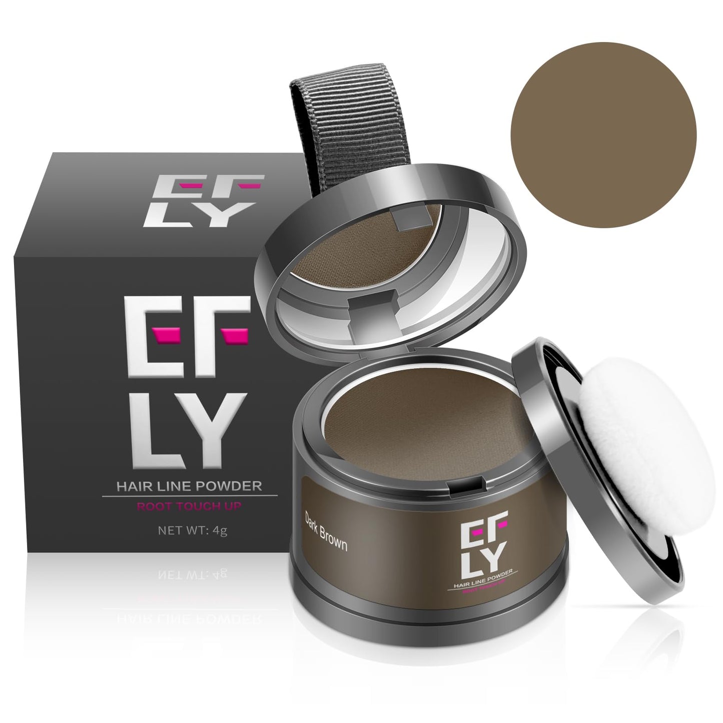 Instantly Hairline powder, Root touch up hair color for gray coverage, hair powder for women men bald spot loss and thin concealing(Dark Brown)