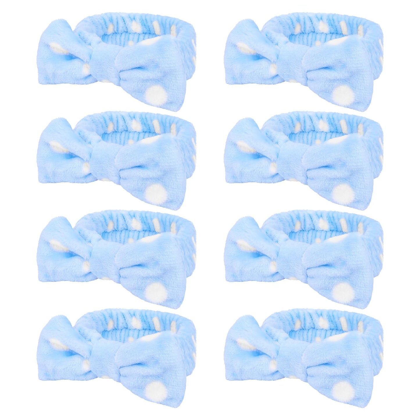 Semato Bachelorette Party Favor Set - Bride and Bridesmaid Spa Headbands, Skincare Head Bands for Women, Cute Bow Party Supplies (Blue Dot)