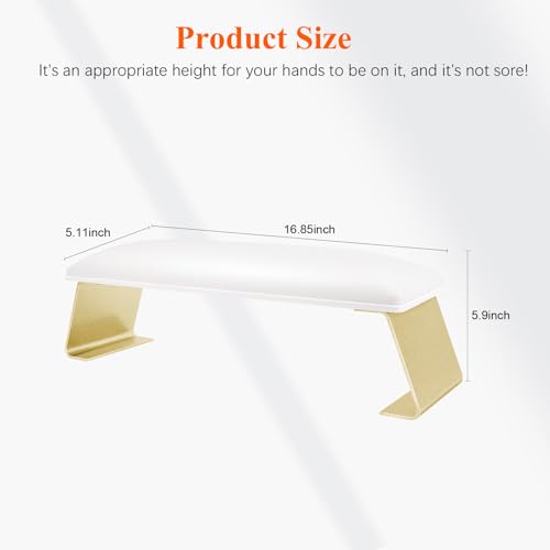 Erasable Arm Rest for Nails Tech, Luxury Nail Arm Rest White Manicure Hand Rest for Nails Tech with Non-Slip Aluminum Alloy Legs, Cleanable Technology Leather