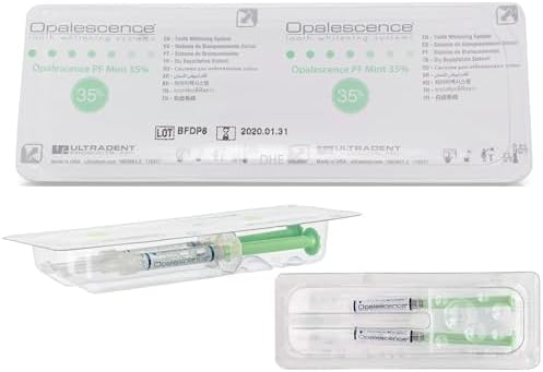 Opalescence 35% CP Mint - Gel Syringes Teeth Whitening - Refill Kit (2 Packs / 4 Syringes Total) Carbamide Peroxide Gel. Made by Ultradent. Tooth Whitening Refill Syringes with Toothbrush. 5197-2tb