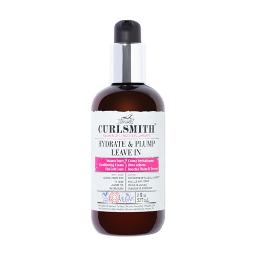 CURLSMITH - Hydrate & Plump Leave In Hair Conditioner, Volumizing and Nourishing for Wavy, Curly or Coily Hair, Vegan (237ml/8fl oz)