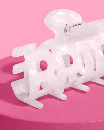 xo, Fetti Bride Claw Clip - White Marble Acrylic | Bridal Hair Accessory, Bachelorette Decorations, Bride To Be Wearable Gift, Bach Party Favor