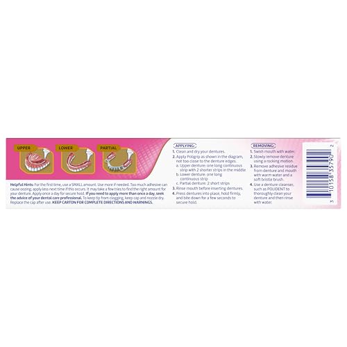 Poligrip Denture Adhesive, Power Max Hold Plus Comfort Denture Adhesive Cream, 2.2 Ounces (Pack of 4)