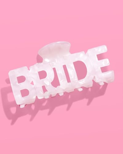 xo, Fetti Bride Claw Clip - White Marble Acrylic | Bridal Hair Accessory, Bachelorette Decorations, Bride To Be Wearable Gift, Bach Party Favor