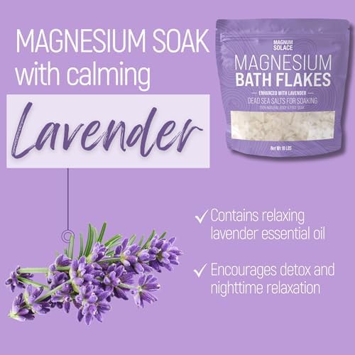 Magnesium Bath Flakes - Dead Sea Salt – Dead Sea Salts for Soaking – Magnesium Flakes for Bath - Enhanced with Lavender (3 Pound)