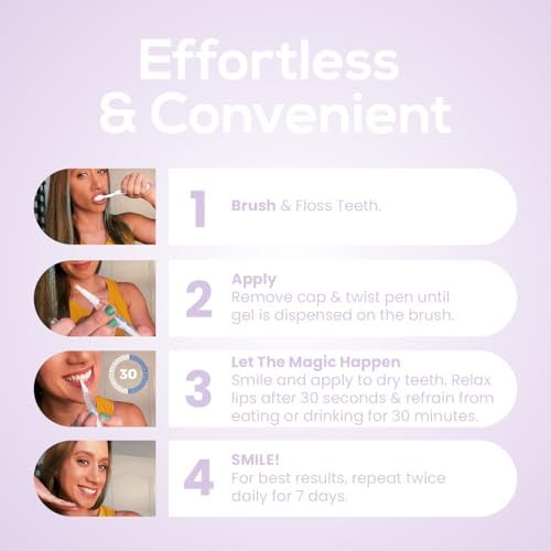 Venus Visage Award Winning Teeth Whitening Pen, 20+ Uses - Teeth whitening Gel Professionally formulated - Best Teeth whitening kit Teeth Whitener - Low Sensitivity (Mint) (0.07 Fl Oz (Pack of 4))