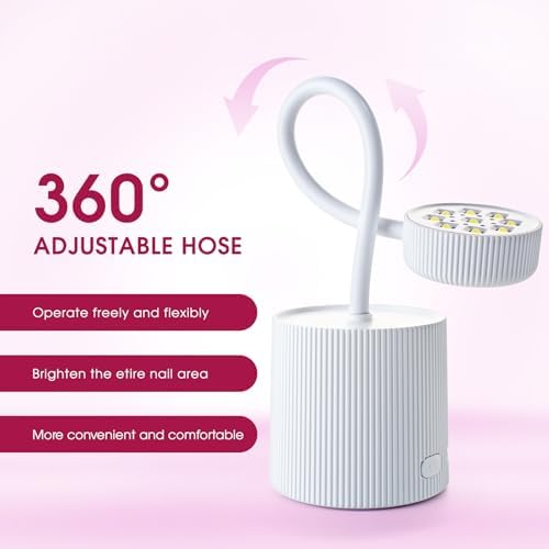 UV LED Nail Lamp 27W Mini Flash Cure Light for Gel X Nails Rechargeable Goose Neck UV Lamp Nail Dryer, Quick Drying Nail Lamp Flash Cure Lamp for Nail Salon Home DIY Manicure