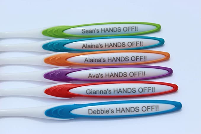 Personalized Gift Personalized TOOTHBRUSHES 5 Pack Manual Toothbrush Adults Your Choice of Colors Any Name/Message Engraved