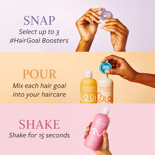 Function of Beauty Wavy Hair Shampoo + Conditioner (11 oz Each) + Shine, Strengthen, & Anti-Frizz #HairGoal Boosters Set - Sulfate-Free, Formulated to Enhance Glossiness & Natural Shine
