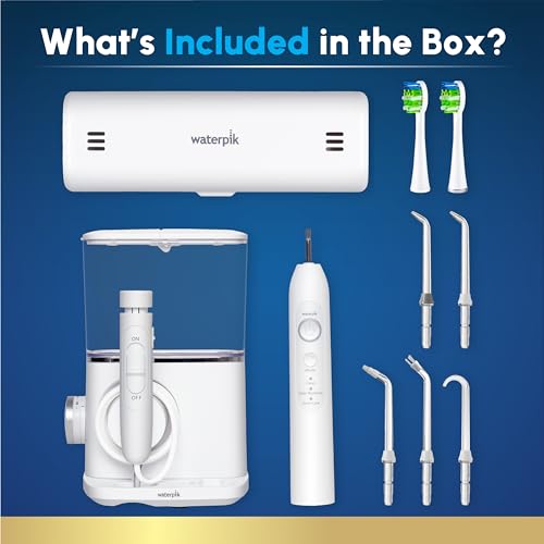 Waterpik Sensonic Complete Care Water Flosser and Rechargeable Electric Toothbrush Combo Set for Teeth Cleaning and Flossing, CC-04, White, Packaging May Vary