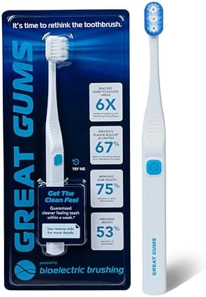 Vibration-Free Patented Bioelectric Toothbrush, Dentist-Designed & Clinically-Tested, Gentle on Sensitive Teeth & Fragile Gums, Ultra Soft for Pregnant Women, Elderly, Braces and Gum Recessions