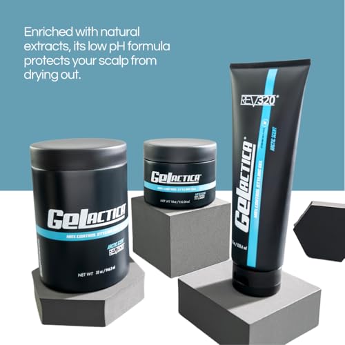 Gelactica Max Control Hair Gel for Men – Alcohol-Free, Strong Hold Styling Gel - Natural Extracts for Long-Lasting Hold and Shine, Slick Back Hair Gel Rev320