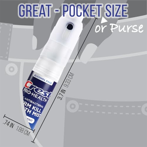 Crest Pro-Health | Portable Alcohol-Free CPC Mist with Clean Mint Flavor | Instant Fresh Breath - 3 Count (0.24oz/7ml) Breath Spray
