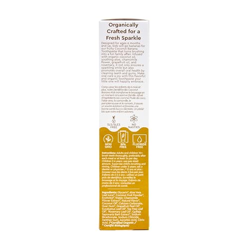 RADIUS Children's Toothpaste, Coconut Banana, 3 oz, Non-Toxic Chemical-Free Gluten-Free, Designed to Improve Gum Health & Prevent Cavities, Pack of 2