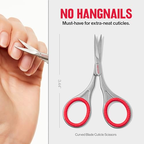 Revlon Cuticle Scissors, Manicure Tool for Safe Nail Care, Hangnail Trimming, Ultra-Fine Stainless Steel Curved Blade, 1 Count