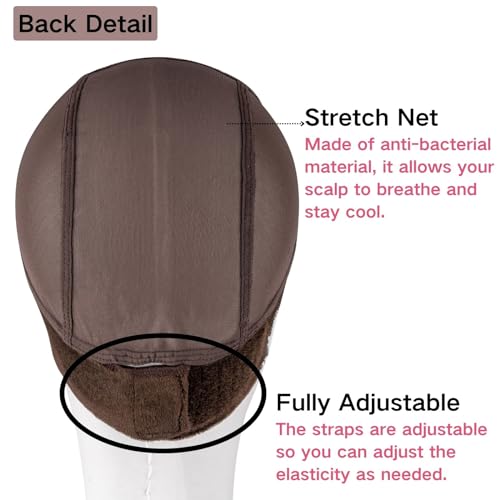 Lace Wig Grip Cap Women: 4x5 Transparent Swiss Lace Front - Non-slip Wig Gripper for Keeping Wigs In Place - Adjustable Elastic Headband with Velcro Medium Size