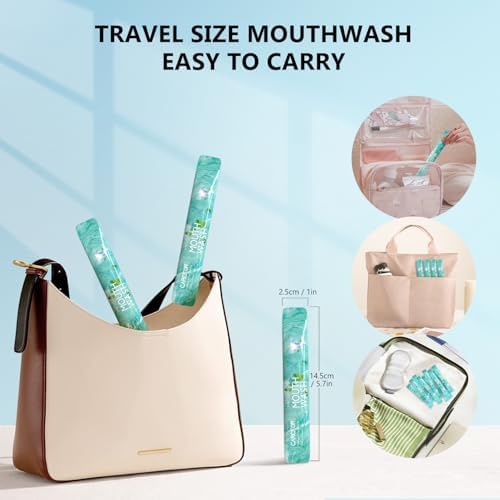 Mouthwash Travel Size Portable Packets to Go, Alcohol & Fluoride Free Fresh Mint MouthwashStrips for Superior Oral Hygiene,30 Individual Disposable Mouthwash Packs(Pack of 30)