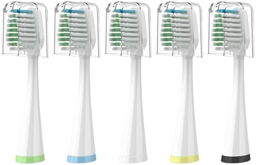 Replacement Toothbrush Heads for Waterpik Complete Care 5.0/9.0 (CC-01/WP-861), with Covers, 5 Count, White