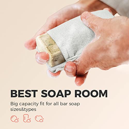 ZOMCHI 2 Pieces Different Roughness Soap Pouch and Soap Saver Pocket for Use in Shower, Body Scrubber Shower Sponge, Premium Exfoliating Soap Bag