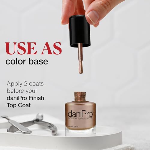 daniPro Doctor Formulated Nail Polish Babe It's You-Pearlescent Mocha Fingernail Polish & Toenail Polish, 0.5 oz with Undecylenic Acid, Biotin & Vitamins - Vegan Formula for Healthy Nails - USA-Made