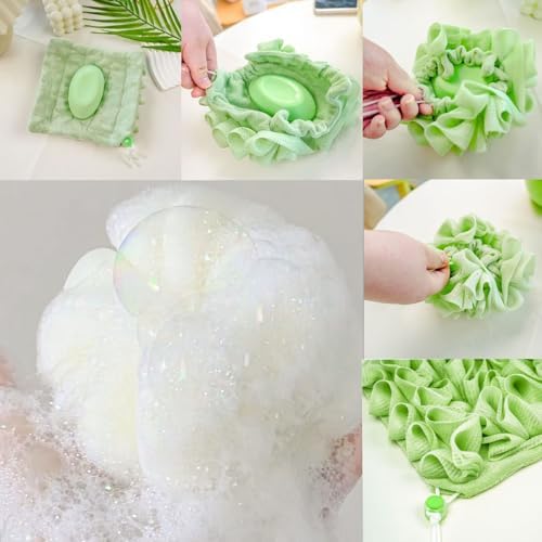 Wash Cloth Loofah Combo, Leefa Loofah, The Soft Loofahs and Washcloth, Loufee, 2 in 1 Bath Loofahs Sponge, for Cleansing and Smooth Skin