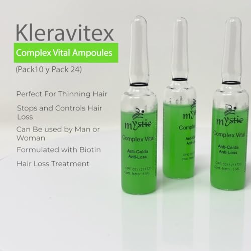 Mystic Complex Vital Ampoules For Hair Loss and Thinning - Regrowth Treatment With Biotin Bio-Complex and Tocopherol (Pk.10)