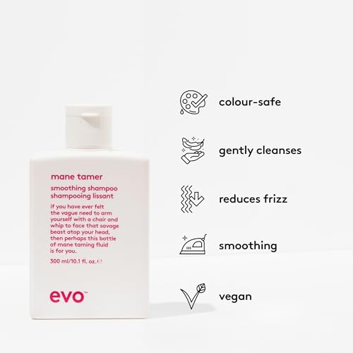 EVO Mane Tamer Smoothing Shampoo - Cleans, Smooths, & Strengthens Hair - Reduces Frizz - 300ml / 10.1fl.oz - 300ml / 10.1fl.oz