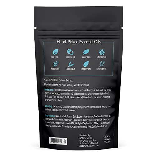 Tea Tree Oil Foot Soak and Epsom Salts for soaking | Foot Spa and Remedy for Athletes Foot, Stinky Feet, and Foot Soak for Dry Cracked Feet | Detox Foot Soak and Tea Tree Oil for Healthy Toenails 16oz