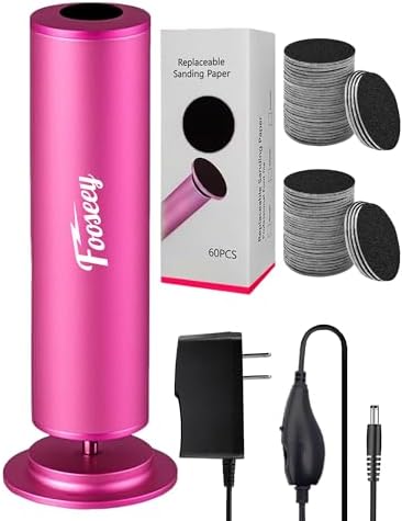 Electric Foot File Tool - Callus Remover for Feet (FSA or HSA Eligible), Professional Pedicure Machine with 60pcs Sandpaper Discs, Adjustable Speed Foot Files for Deadskin, Dry and Cracked Feet