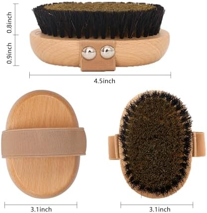 OWIIZI Copper Dry Brushing Body Brush with Ion Charged Copper Soft Bristles Antiskid Wooden Exfoliator Massage Body Scrubber