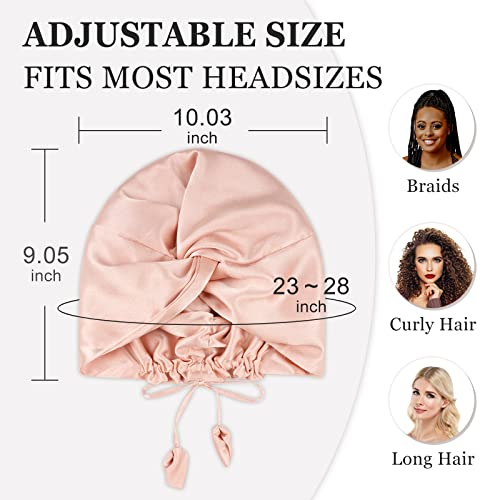 PARISBELLA Reversible Silky Satin Bonnet for Sleeping, Smooth As Silk Hair Wrap for Sleeping, Adjustable Satin Sleep Cap for Women, Stylish Turban for Curly Hair, Pink, Pack of 1