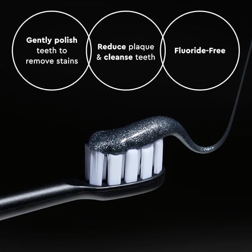 MOON Charcoal Toothpaste, Whitening Stain Removal for Everyday Brightening - SLS Free Teeth Whitening Toothpaste Without Fluoride - Vegan - Reduce Plaque & Support Gum Health - Peppermint (2 Pack)