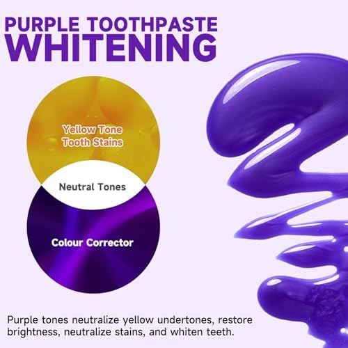 Purple Toothpaste for Teeth Whitening, Purple Toothpaste, Tooth Stain Removal, Tooth Stain Removal Colour Corrector, Teeth Whitening Kit