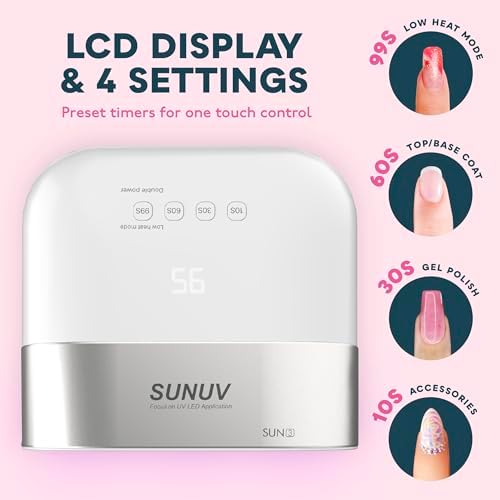 SUNUV SUN3 Professional UV Light for Gel Nails, LED Nail Lamp for Gel Polish with 4-Timer and Sensor, 39 PCS LED Beads, UV Dryer for Salon Home Gift for Woman Mom Girl