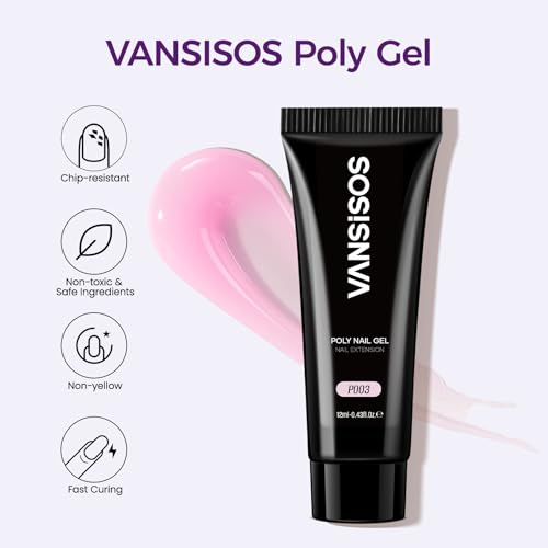 Poly Gel Nail Kit: 14 PCS PolyGel with Slip Solution Mini U V Nail Light Poly Gel Kit for Beginners with Everything Extension