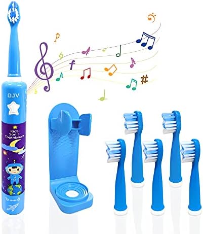 OJV 8620 Musical Electric Toothbrushes for Kids Children, 3 Modes 2 Min Timer, 6 Bristles Rechargeable Power Smart Sonic Music Play Song Toothbrush for Girls Age 3-14 with Wall Mounted Holder (Blue)