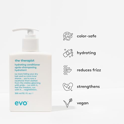 evo The Therapist Hydrating Conditioner - Hydrates, Strengthen and Softens Whilst Improving Shine - Protects Colour Treated Dry Hair, Helps to Detangle
