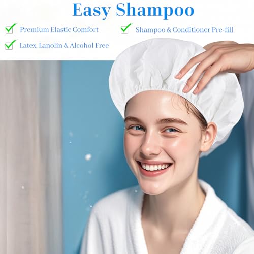 Shampoo cap 6 Pack, No-Rinse Shampoo Cap, Waterless Shampoo and Conditioner Suitable for Adults, Bedridden and Seniors Suitable for Adults, Bedridden and Elderly, Hospitals, Camping