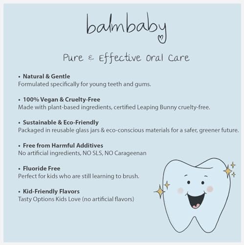 Kids All Natural Fluoride Free Toothpaste with Xylitol, SLS Free, Vegan, Gluten Free, BPA Free, Zero Waste, Mint, 2 fl oz