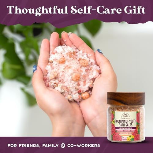 PURPLE CANYON SolSalts Fountain of Youth Bath Salts | Lavender, Rose, & Cedar Leaf Scented Detox Soak with Epsom Salt, Amla & Rosehip for Glowing Skin