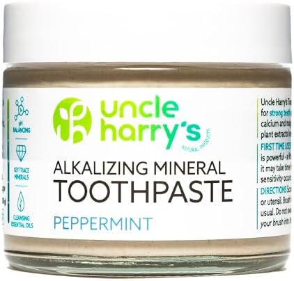 Uncle Harry's Peppermint Remineralizing Toothpaste | Natural Whitening Tooth Paste Freshens Breath & Promotes Enamel | Vegan Fluoride Free Toothpaste (2 Pack)